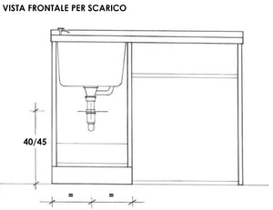 Lavatoio e Coprilavatrice 109x60x89cm Asse in Legno Montegrappa Marella Bianco Sinistro con Cesto