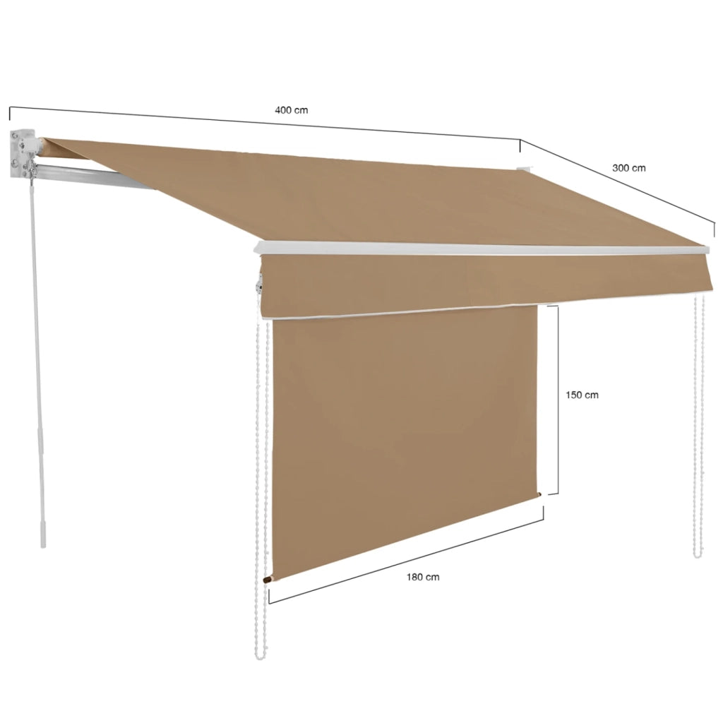IDMarket - Tenda manuale 4x3 m taupe lambrequin H.1,50 m