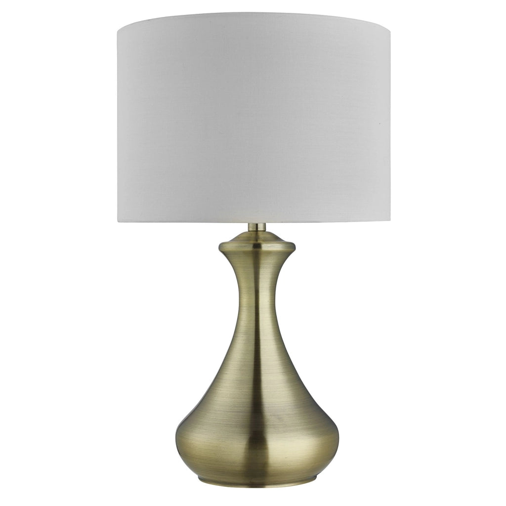 Lampada Scrivania Contemporanea Tocco Acciaio Ottone Tessuto Bianco 1 Luce E14