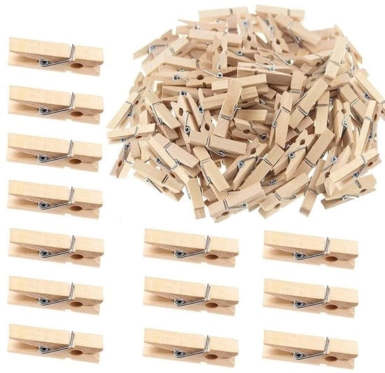 100 pezzi di mini pinze in legno di legno reale - pinze piccole con parola chiave "decorazione