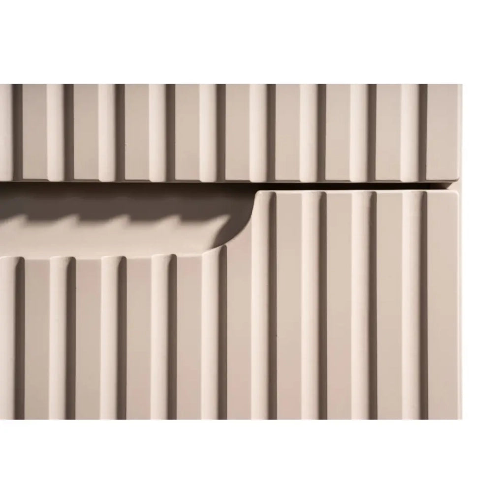 Set da bagno VANO cachemire e bianco 60cm: mobiletto sottolavabo con cassetti scanalati verticalmente + lavabo incassato