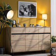 Madia Giarre, Credenza 3 Cassetti, 157x40x90h cm Marrone Rovere Nodi
