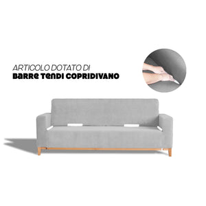 Copridivano Elasticizzato 3 Posti in Poliestere Dahlia Grigio Chiaro