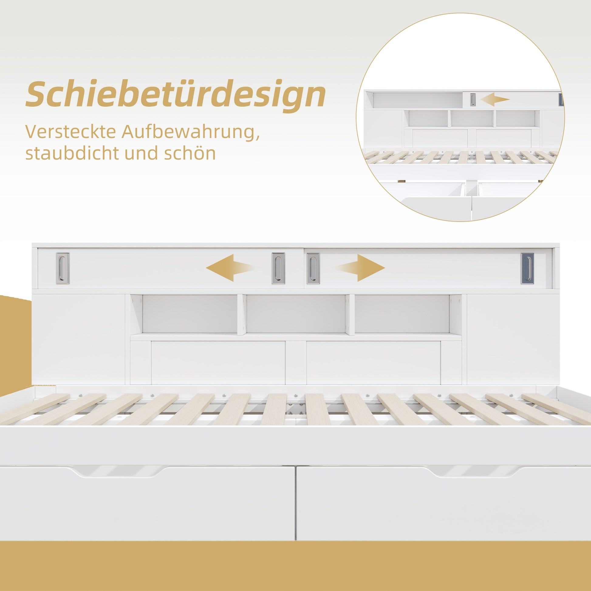 Letto singolo per bambini 90x190 - Xylo - Bianco con cassetti e armadio