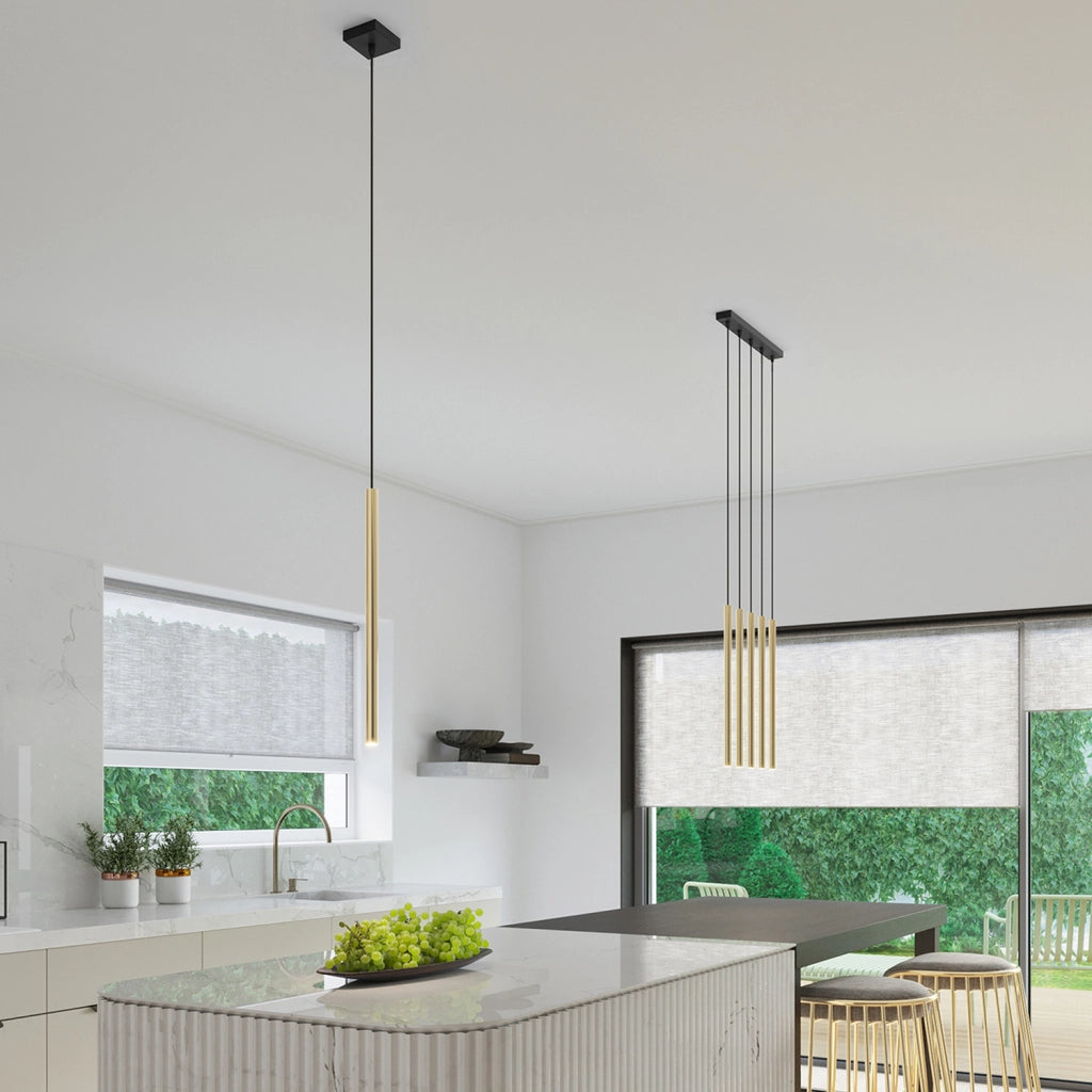 Lampada a sospensione VELINO tubo oro lucido G9 1x8W