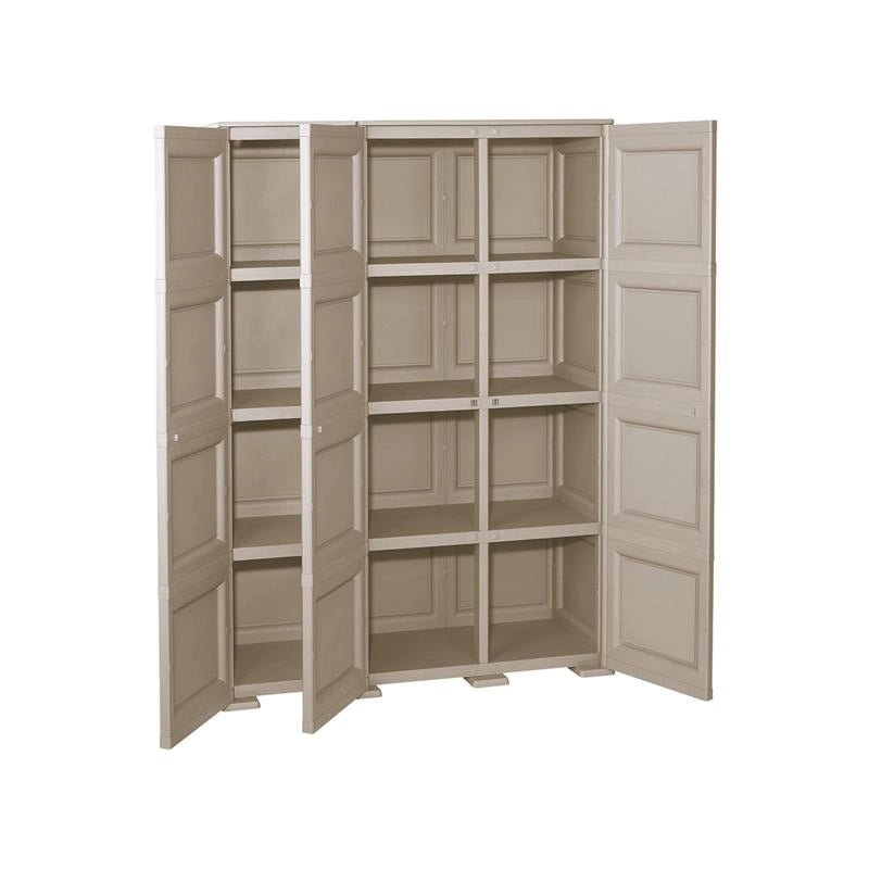 ARMADIO 3 ANTE TAUPE 118X43X164 CM CON PUNTALI E VANO PORTASCOPA – MOBILE ALTO ORGANIZZAZIONE CASA PER INGRESSO E LAVANDERIA