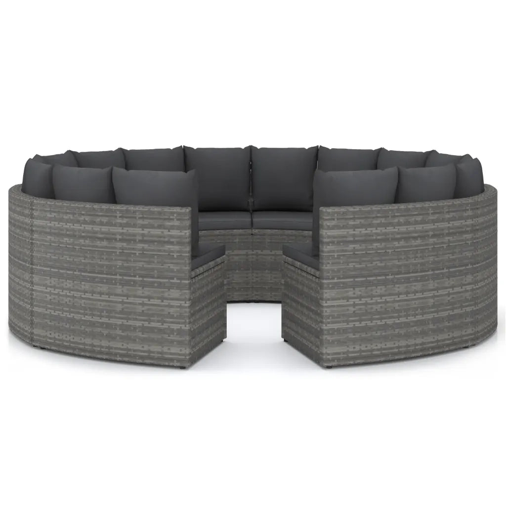 Set Divani da Giardino 8 pz con Cuscini in Polyrattan Grigio 3064903