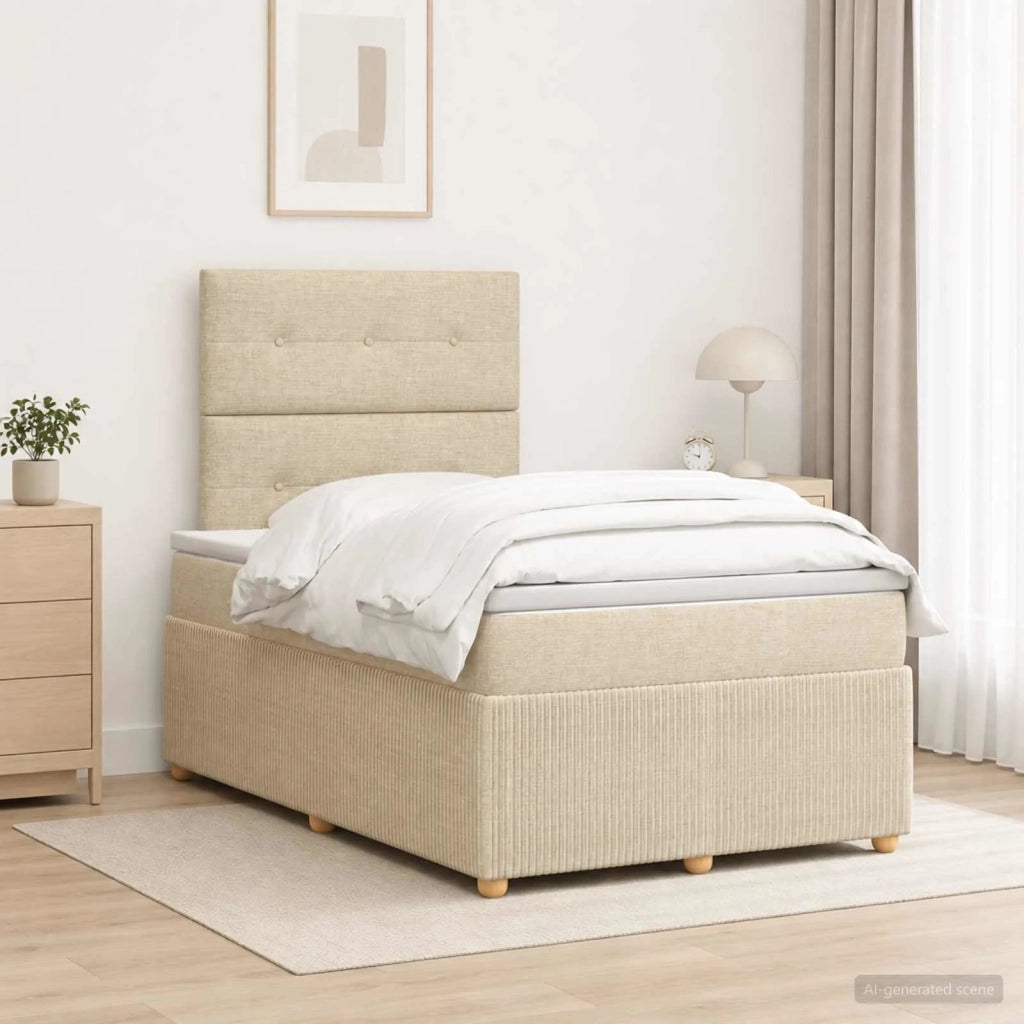 Letto box spring con materasso Crema 120 x 200 cm Tessuto 3454373