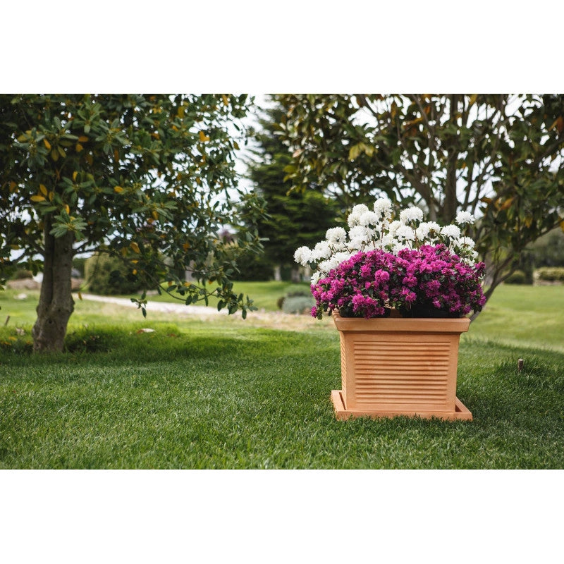 Vaso quadrato decorativo classico tradizionale 40x40 H33 in polimero resistente bianco per piante per giardini e terrazze - Made in Italy - Monacis
