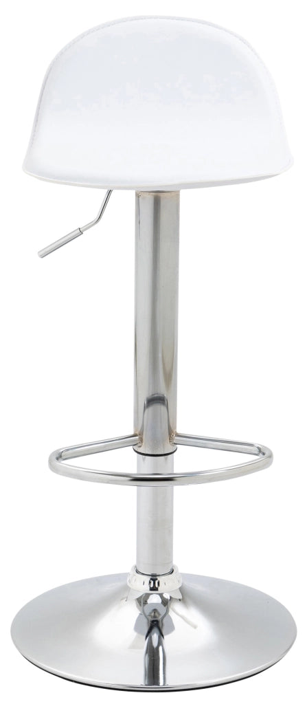 Sgabello Lana V2 in similpelle bianco,cromo