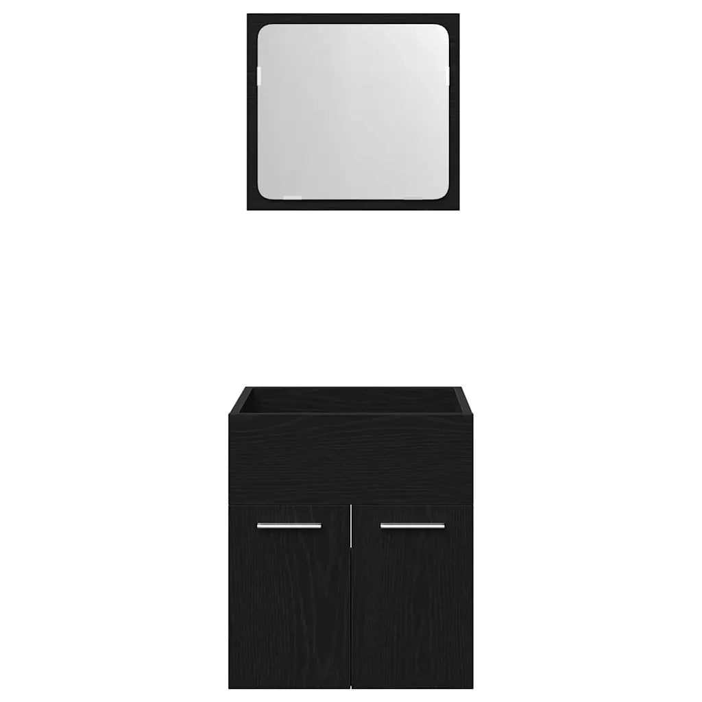 vidaXL Set Mobili da Bagno 2 pz Rovere Nero in Legno Multistrato