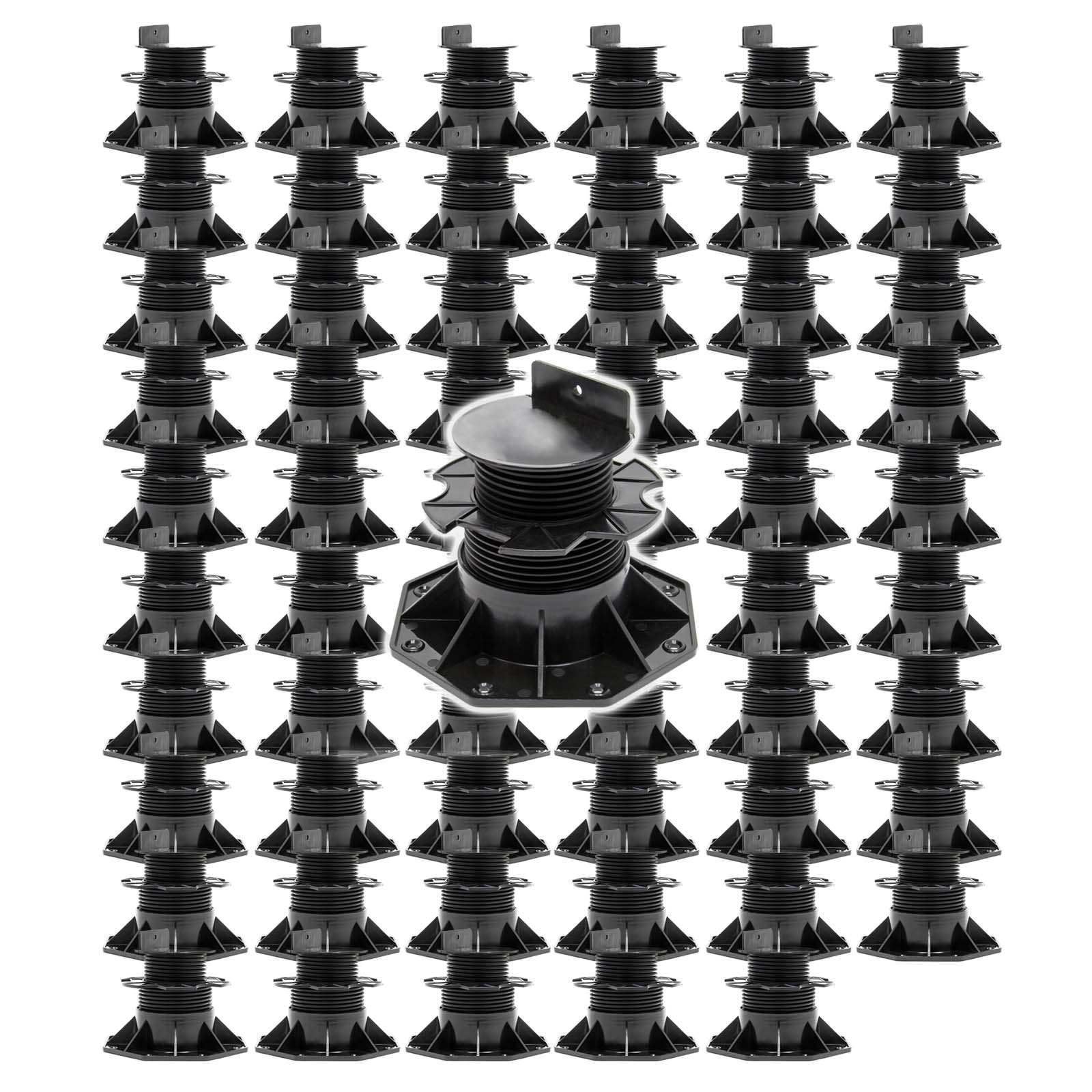 Set 60 supporti per pavimenti galleggianti, altezza regolabile 60-128mm Max 2700 kg, Pavimenti Decking