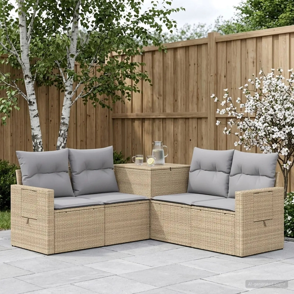 Set di divani 5 pz Beige e Grigio Chiaro 3447883
