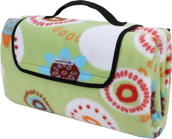 Tenda da picnic 200 x 200 cm con fondo impermeabile - Tenda da spiaggia per campeggio all'aperto - Ripiegabile e leggera - Disegno di fiori - Verde chiaro