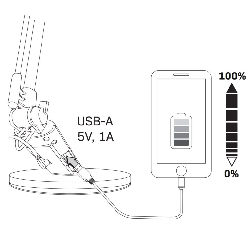 Lampada da scrivania LED Polux Optimum 7W USB 3000-6000K
