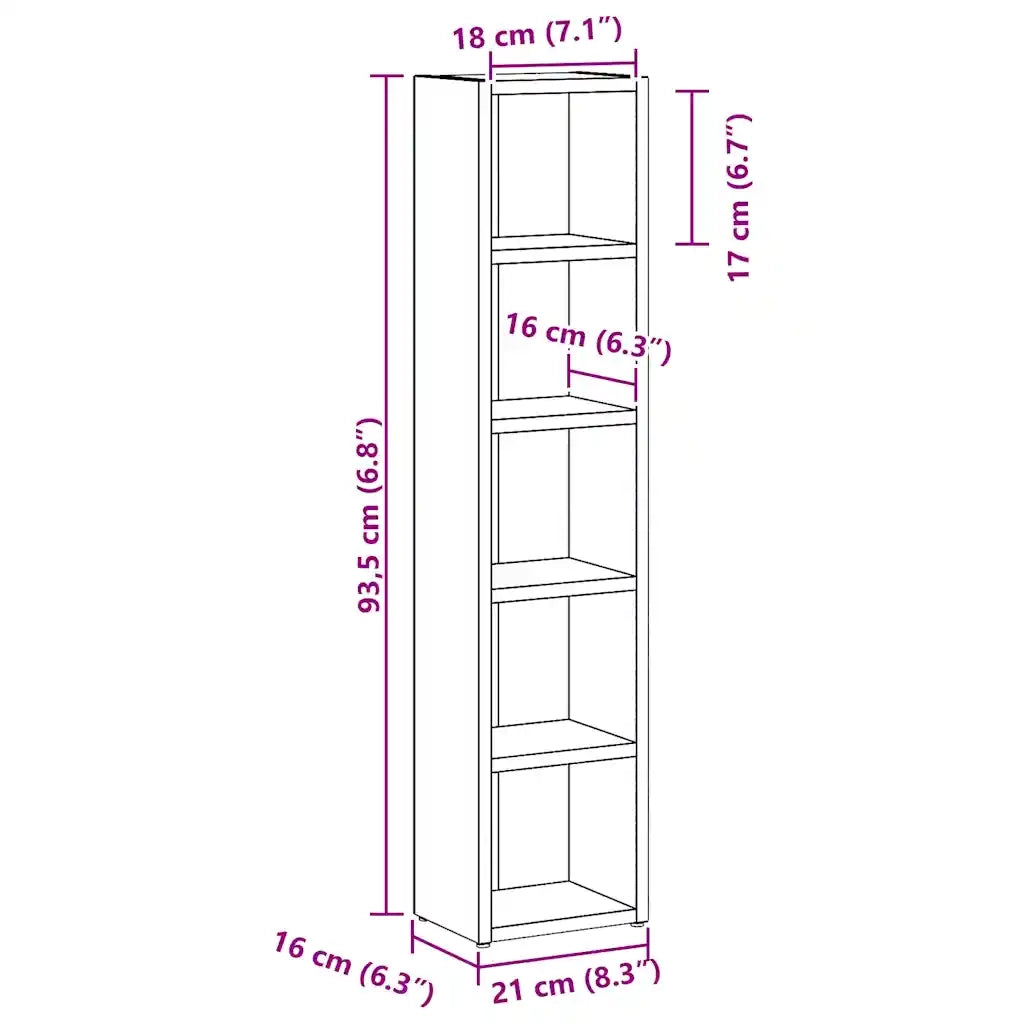 Mobili Porta CD 2pz Rovere Artigianale 21x16x93,5 in Truciolato 855839