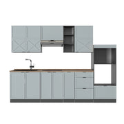 Cucina componibile Fame-Line Blu-grigio chiaro/Antracite 280 cm, PL Rovere Vicco