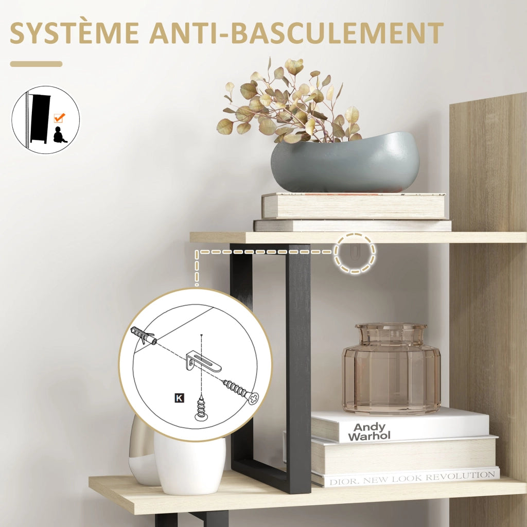 Libreria scaffale divisorio stile industriale ¨C zephmum ¨C quercia 102x30x160 cm