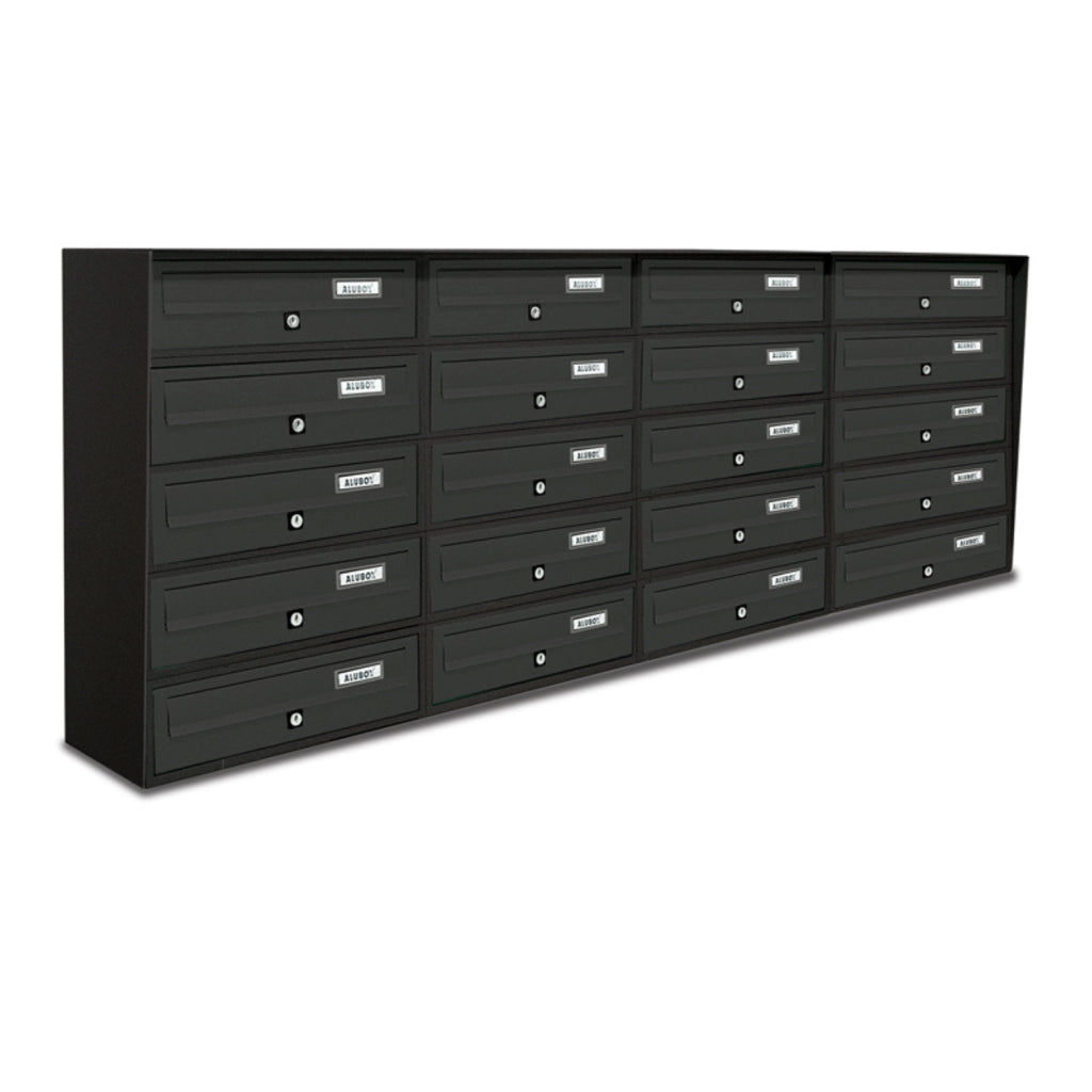 ALUBOX SLIM Cassette Postali Condominiali 20 Posti 63X154,5X30 Cm In Lamiera Zincata E Alluminio Cassetta Postale Da Esterno Condominiale Sistema Anti Prelievo Resistente All'Acqua