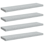 4 pz Scaffali a Parete | Ripiano a parete | Mensole a Parete Grigio Cemento 90x23,5x3,8 cm in MDF