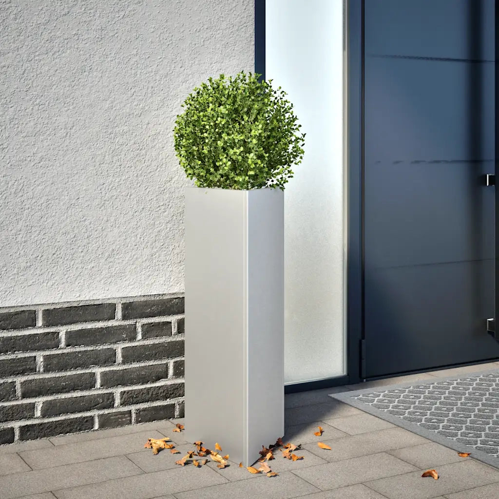 2 pz Fioriere | Cassetta per fiori | Vaso Triangolari 30x26x75 cm in Acciaio Zincato