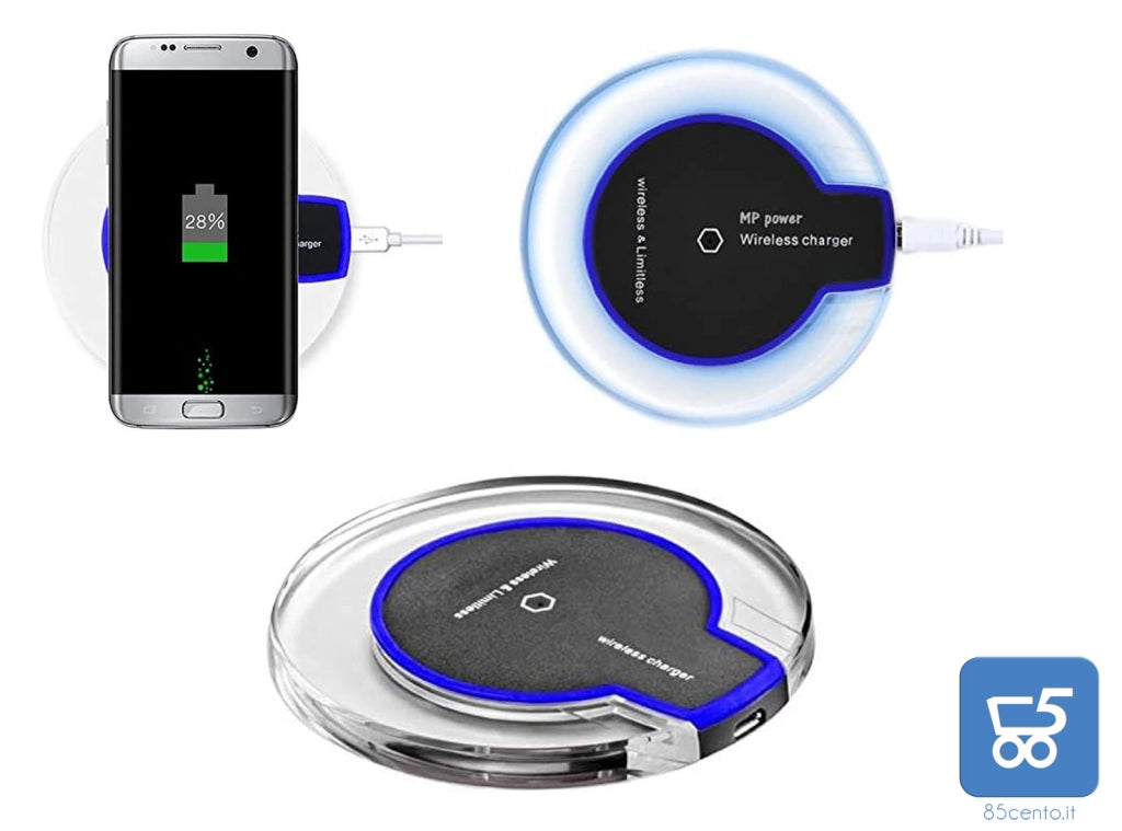 Caricabatterie Caricatore Wireless Senza Fili per Smartphone Apple iPhone X iPhone 8 Plus iPhone 8 Samsung S9 S9+ S8 S8 + S7 S7 Edge S6 LG Nexus 5 compatibili con Wireless Qi