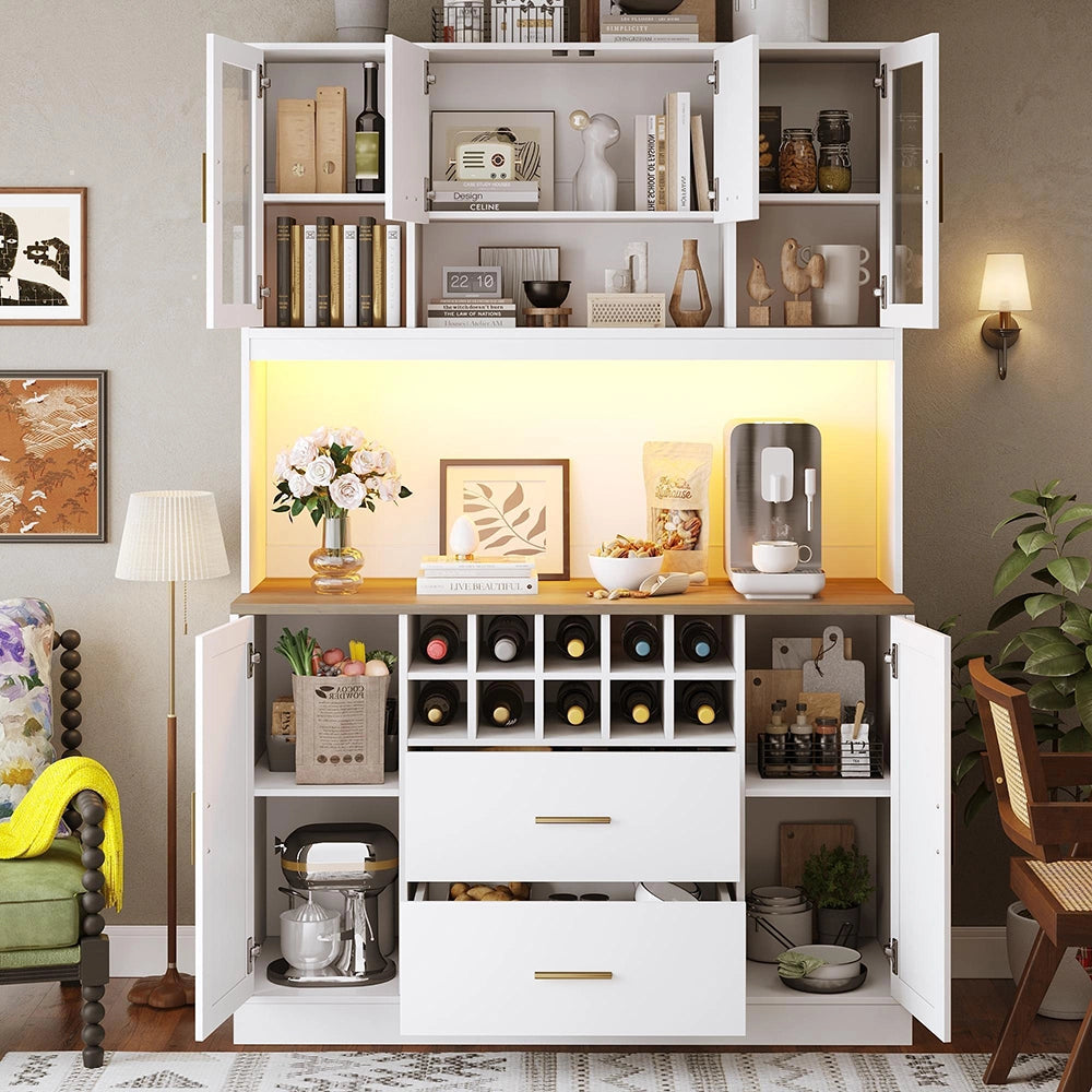 Armadio di cucina con illuminazione LED - Xylo - 120x36,3x180 cm - Nero/Bianco