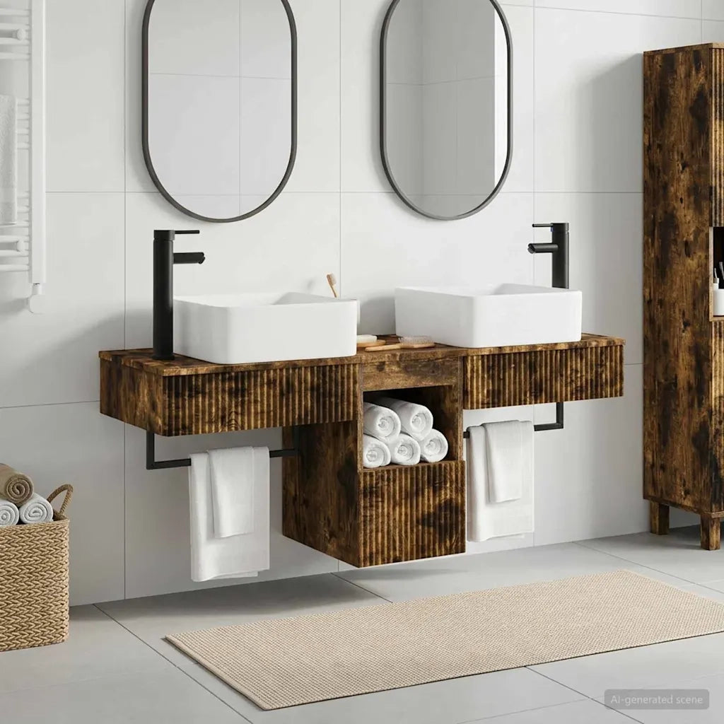 Set di mobili per il bagno 3 pz Rovere Fumo 3405602