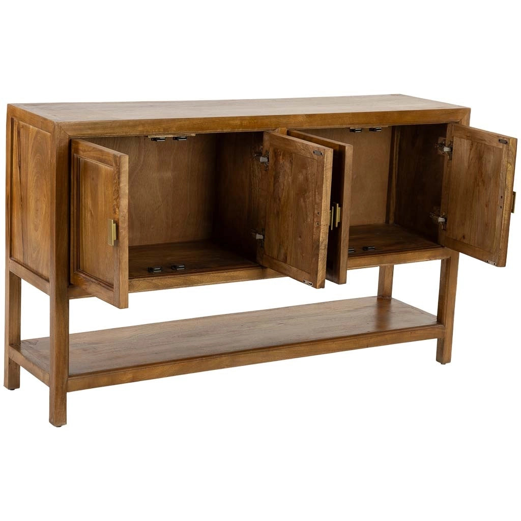 Credenza in legno marrone a 4 ante, 150x40x90h cm