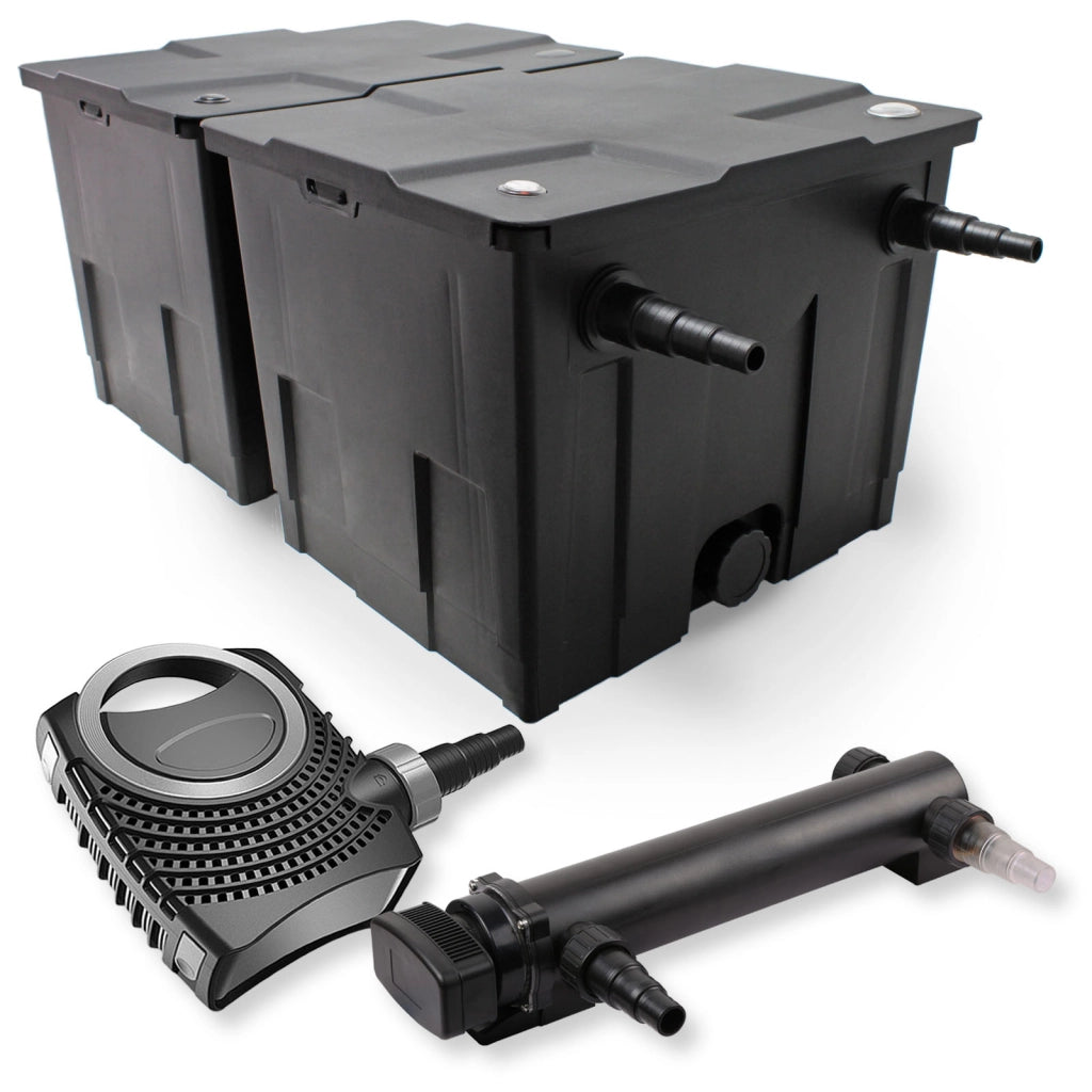 Set Filtro a 2 camere laghetto 60000l con Chiarificatore UVC 24W 3ª serie Pompa NEO7000 50W