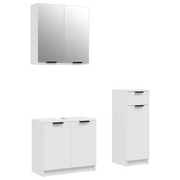 Set di Mobili da Bagno | Armadio da bagno 3 pz Bianco in Legno Multistrato