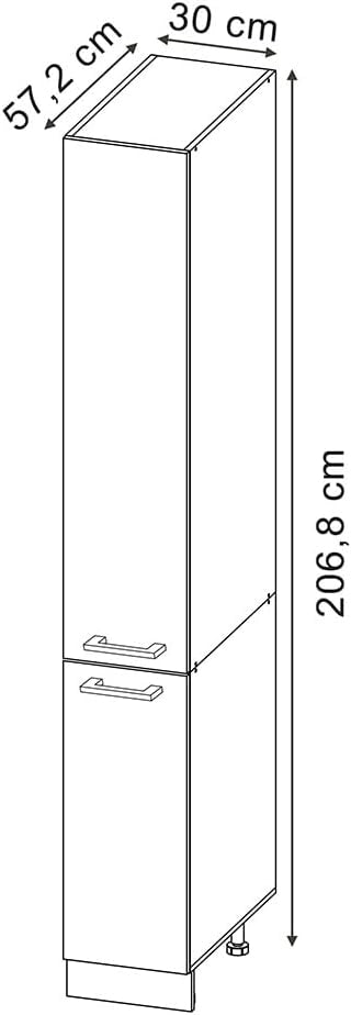 Armadio da farmacia R-Line, Rosso lucido, 30 cm, per la libera combinazione all'interno di sistemi cucina modulari