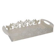 Vassoio metallo farfalla crema rettangolare cm 41x20h6,5