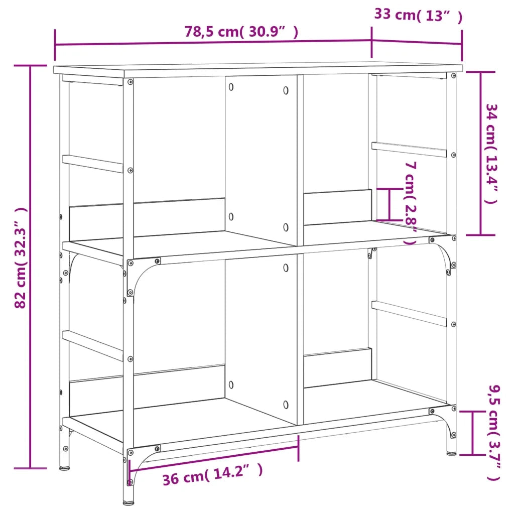 Libreria-Scaffale per Libri-Mobile di Stoccaggio Rovere Sonoma 78,5x33x82 cm in Legno Multistrato