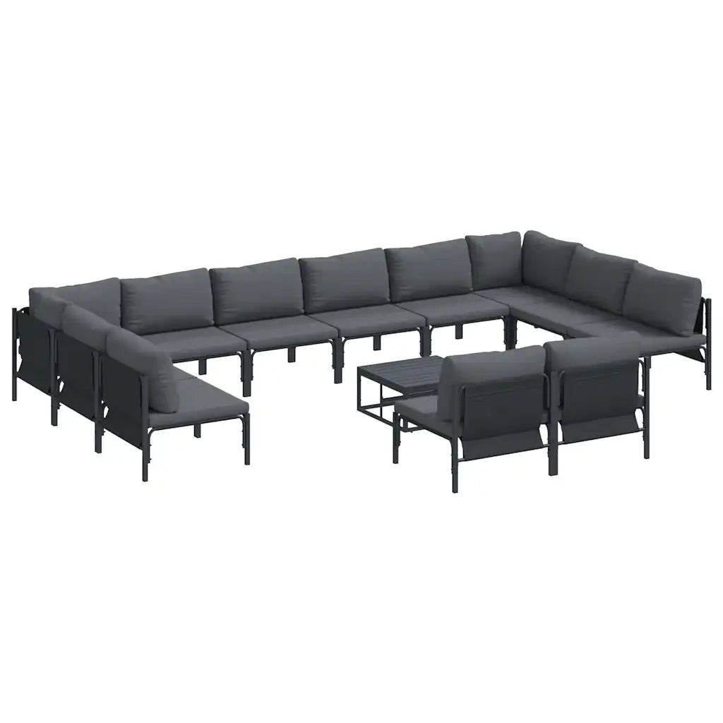 Set Divano da Giardino con cuscino 13 pcs Nero Acciaio 3379021