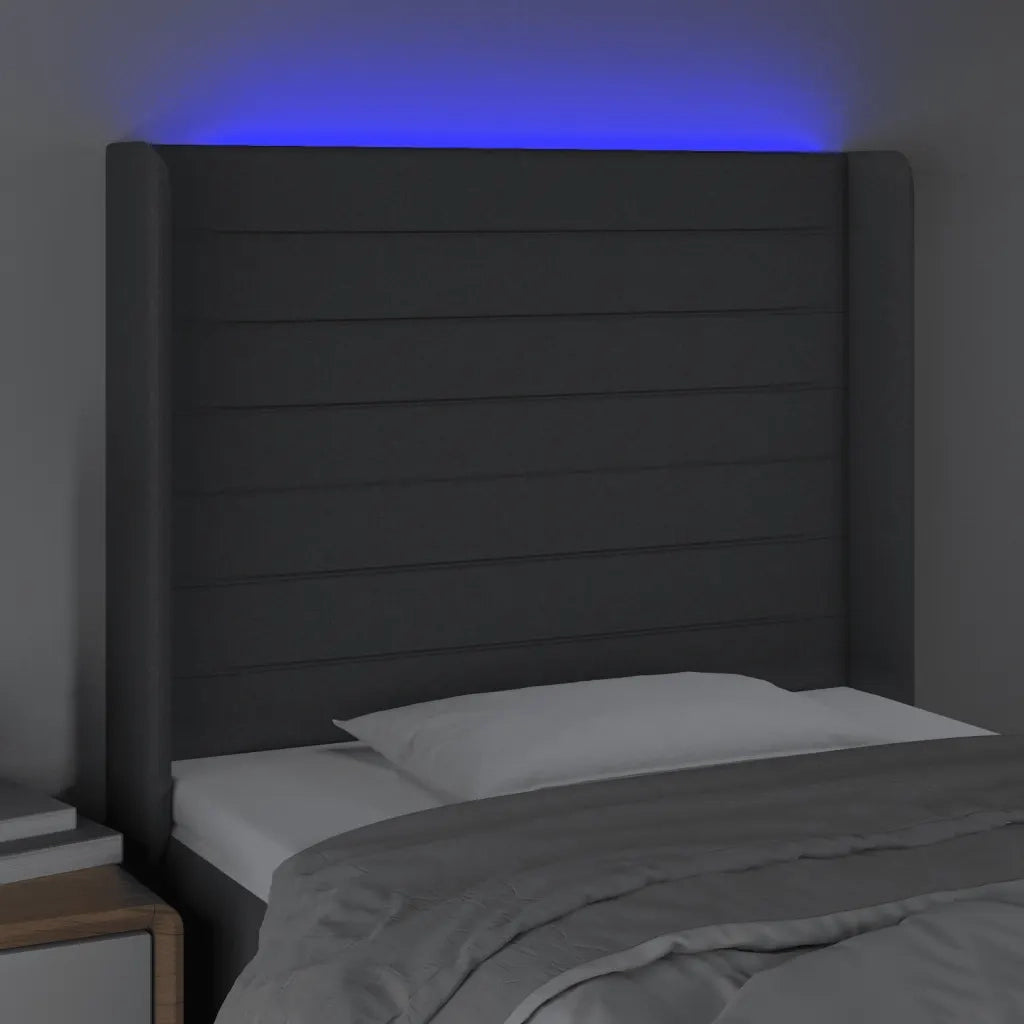 Testiera a LED GrigioScuro 103x16x118/128cm inTessuto 3124179
