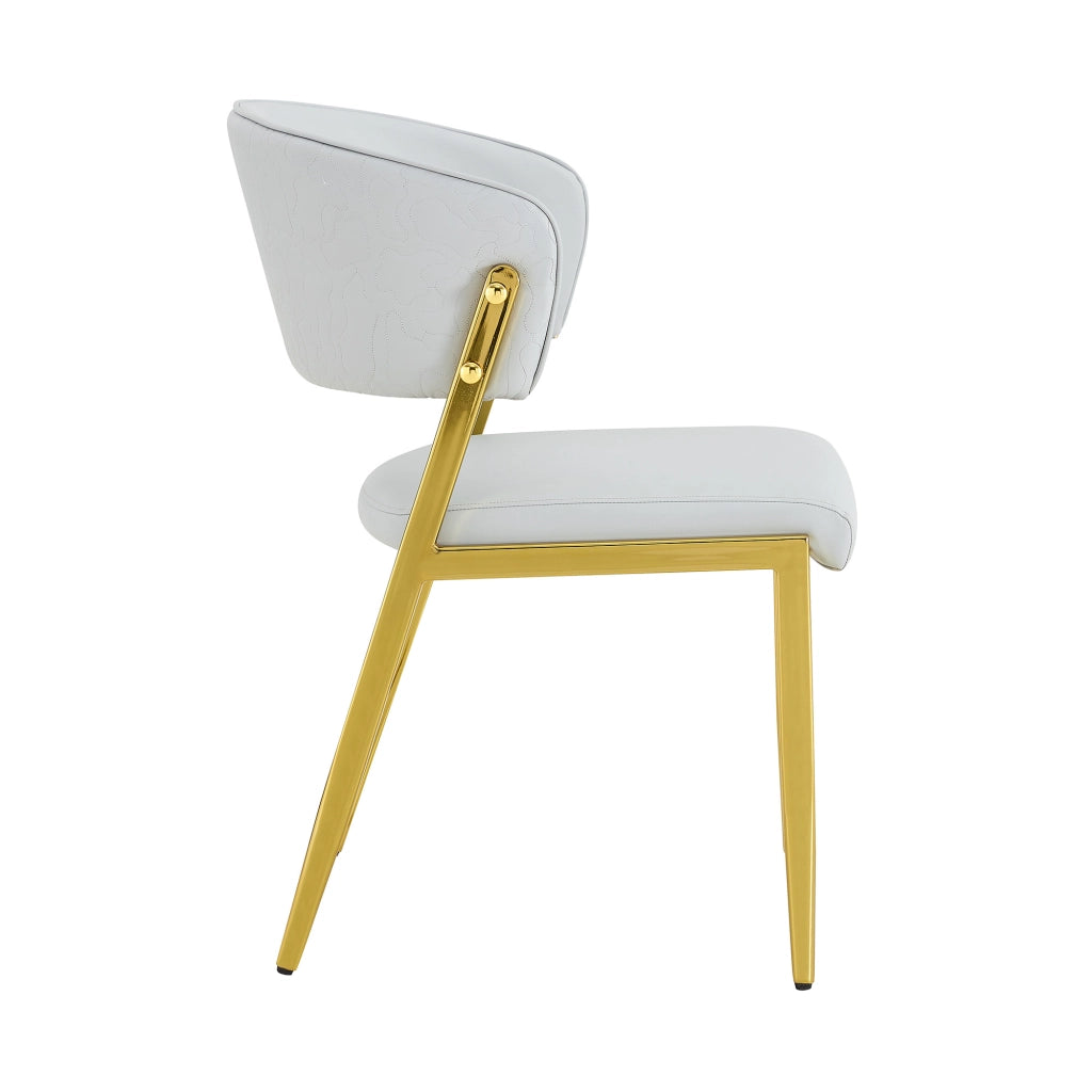 Sedia da pranzo set da 2 imbottita con schienale ergonomico e gambe in metallo in PU grigio chiaro 74 × 53,5 × 51 cm