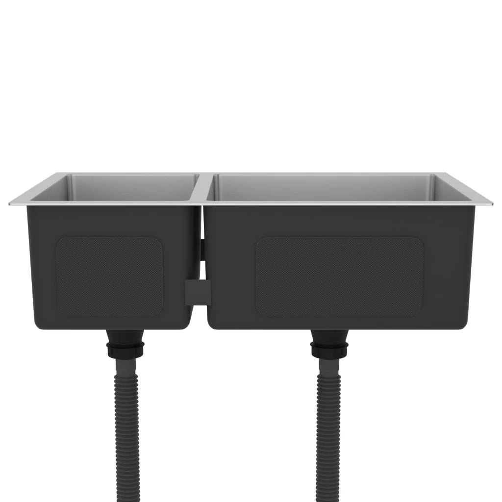 Lavello da cucina lavello da incasso per interni domestici montaggio dall'alto o dal basso resistente ai graffi e agli urti 71,5 x 44 cm acciaio inox 02_0002477