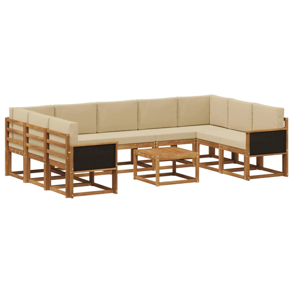Set di divani da esterno 10 pz Naturale e Beige 3385544