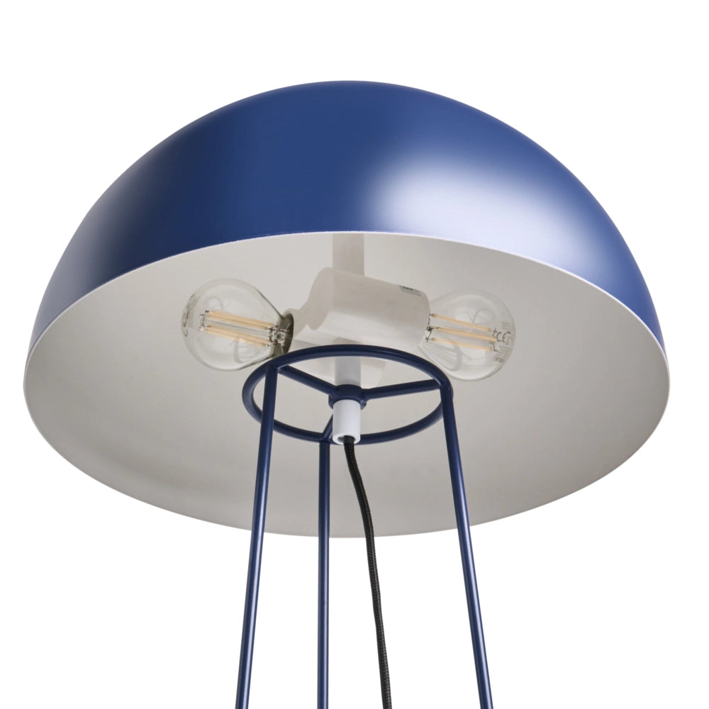 Lampada da tavolo Base e paralume in ferro blu Due lampadine Design minimalista Soggiorno