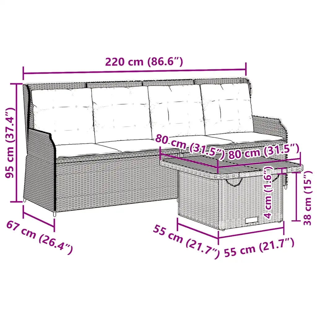 Set Divani da Giardino 3 pz con Cuscini in Polyrattan Grigio 3262102