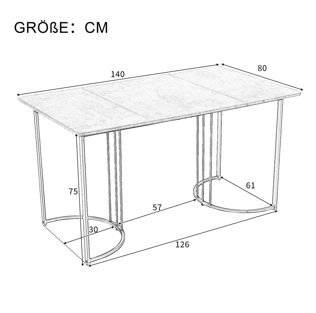 Set da pranzo 5 pezzi con tavolo 140x80 cm e 4 sedie