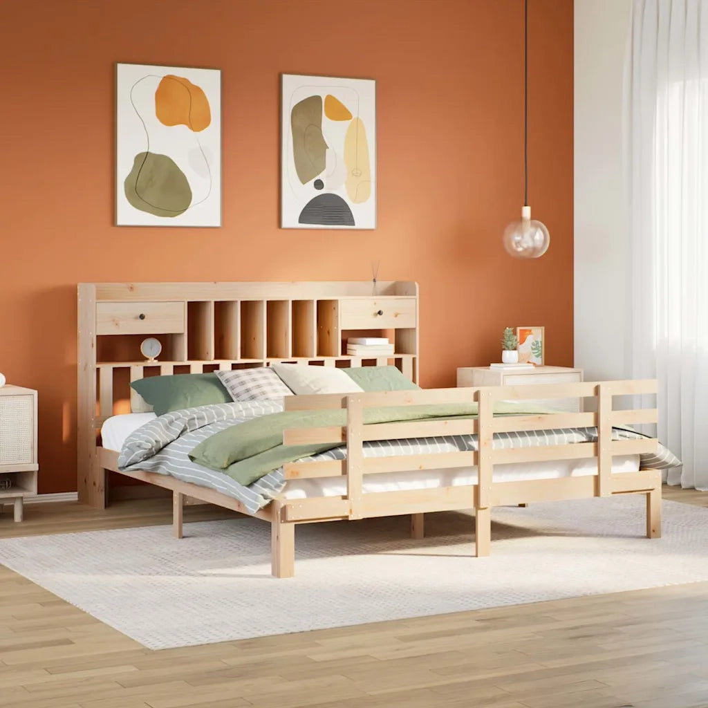 Letto Libreria senza Materasso 180x200 cm in Legno di Pino 3322802