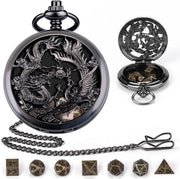 Set di abilità per orologi da tasca in metallo poliedrico a 7 parti, set di cubi per giochi di ruolo in metallo poliedrico, nero