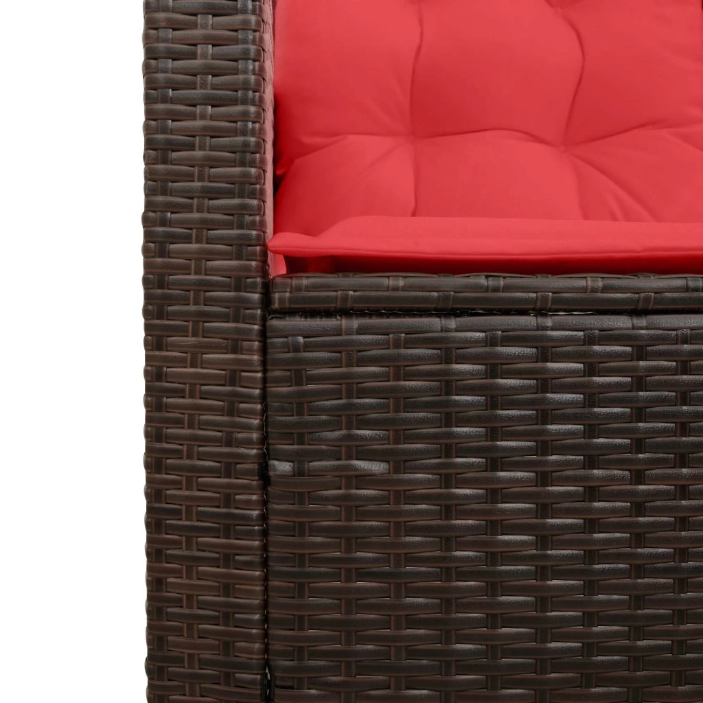 Set di divani da esterno 2 pcs Marrone e Rosso polyrattan