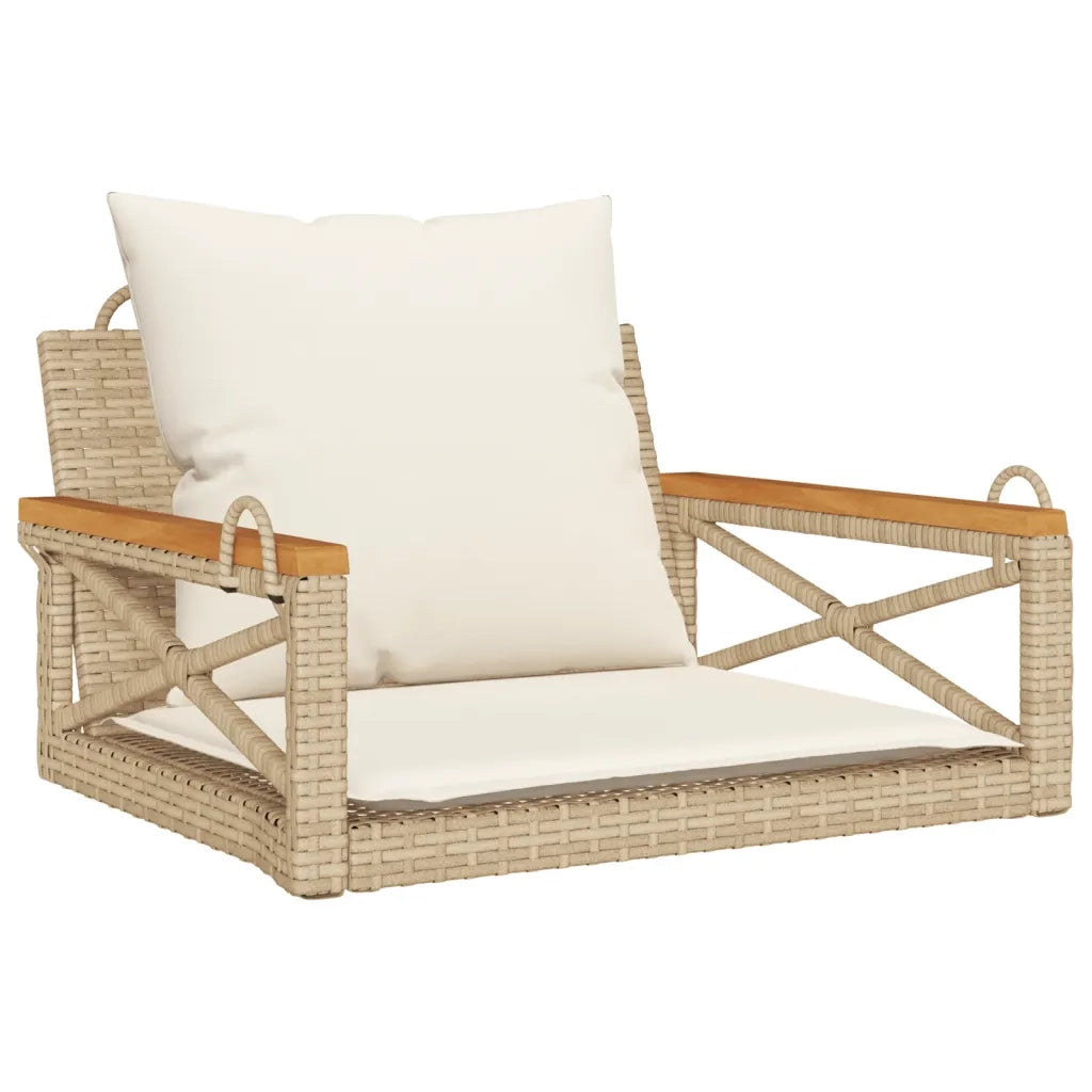 Panchina a Dondolo con Cuscini Beige 63x62x40 cm in Polyrattan 368175