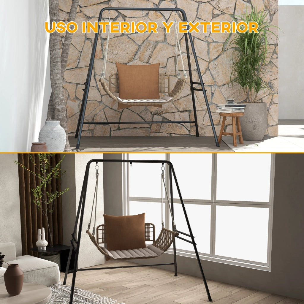 Sedia a dondolo sospesa ¨C zephmum ¨C nero, acciaio, 150 kg