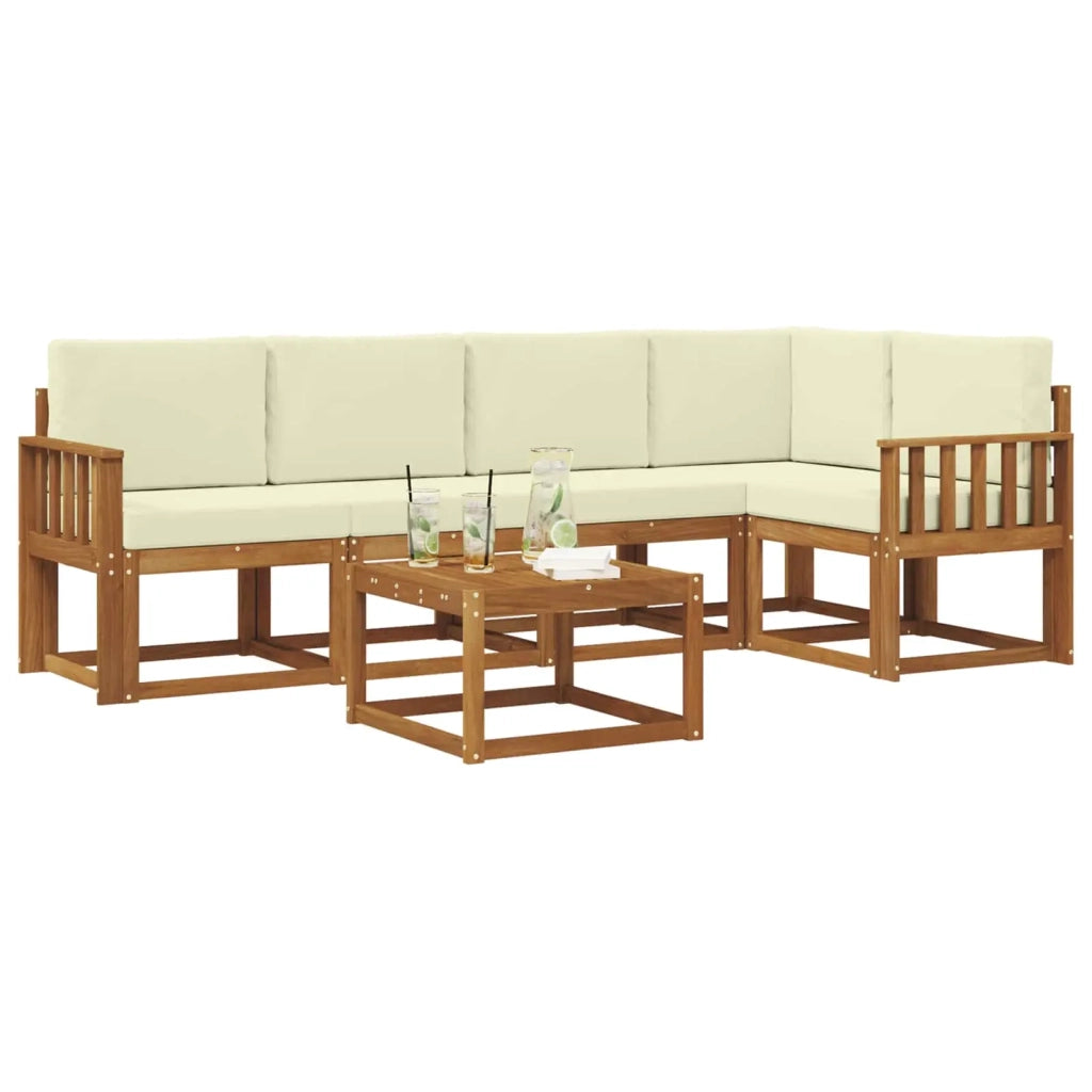 Set di divani da esterno con cuscino 6 pcs Naturale e Crema