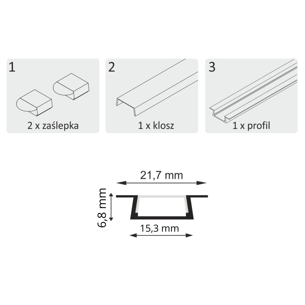 Profilo LED in alluminio incasso 1m bianco Polux 316042