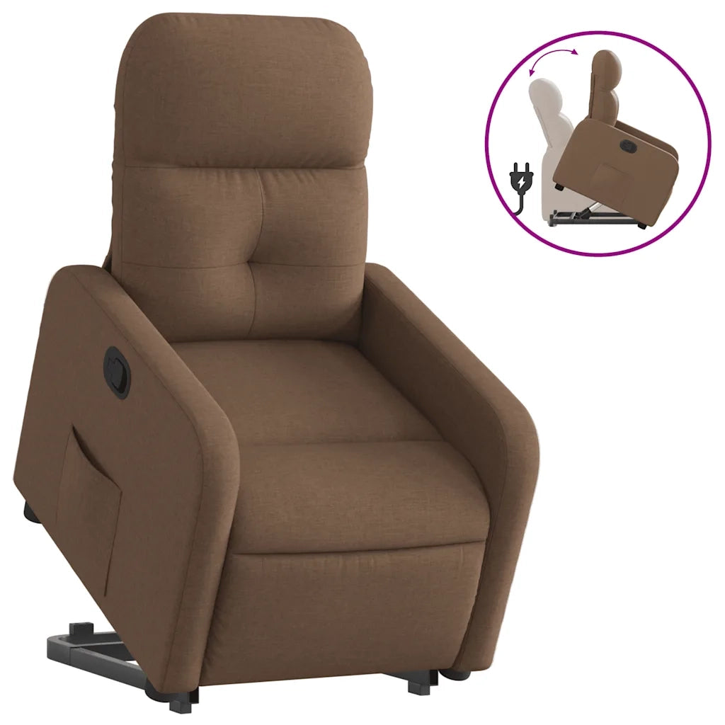 Poltrona Alzapersona Reclinabile Marrone in Tessuto 3206799